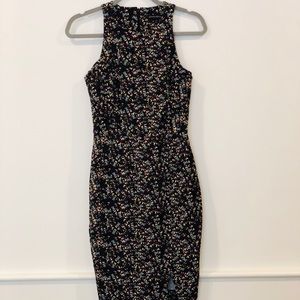 Banana Republic midi black floral dress